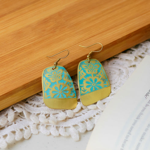 Blue Tone Rhombus Earring - The Earth Store - Fashion Accessories